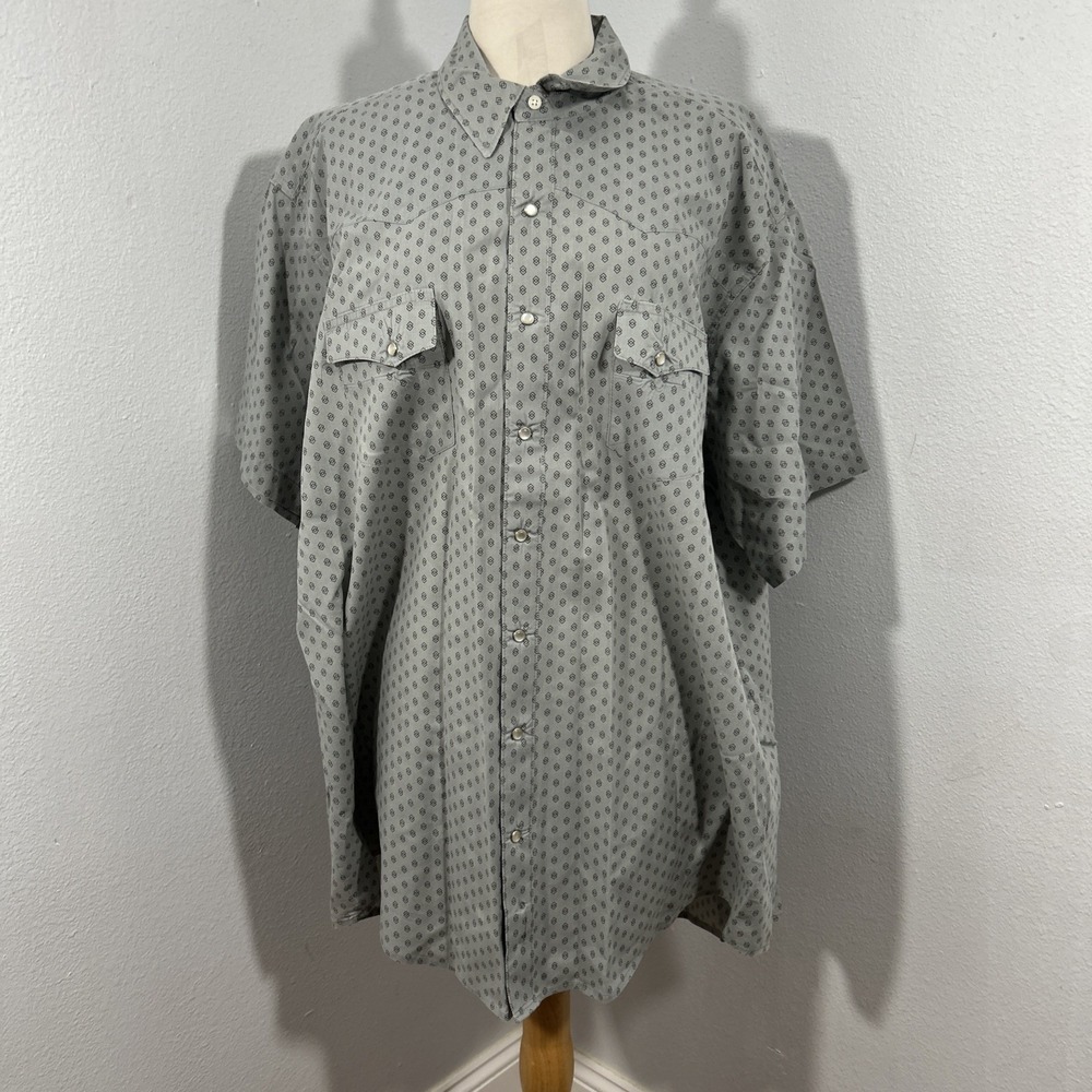 Wrangler Shirt Mens 2XT Gray Pearl Snaps Western Cowboy Rodeo Rancher